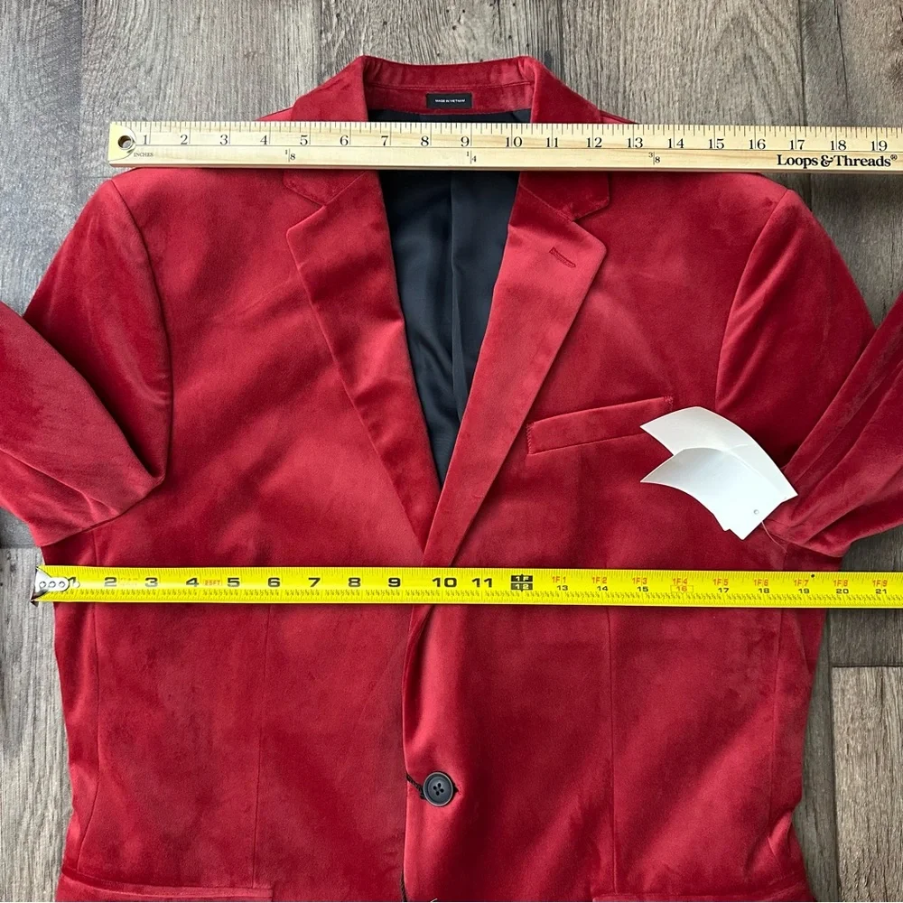 J Ferrar Velvet Sports Coat Evening Blazer Mens Size 40 Long Red